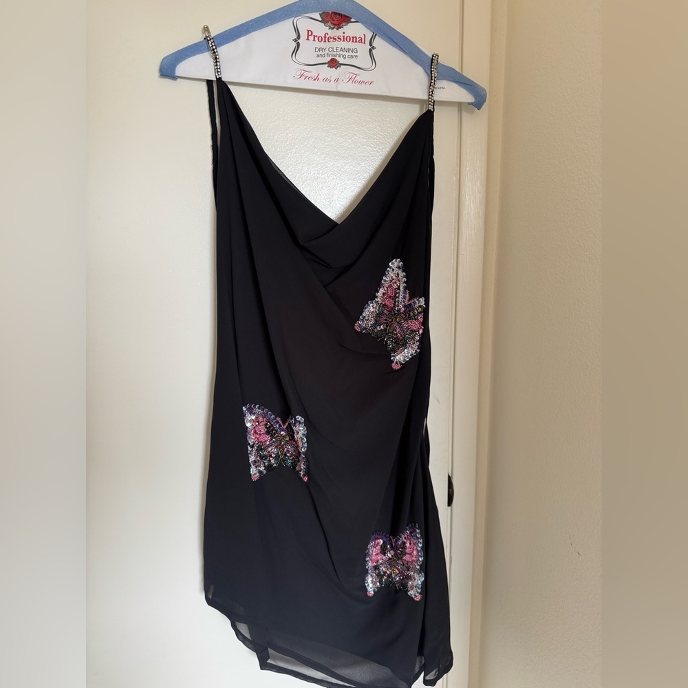 ASOS Black Mini Dress with Floral Accents